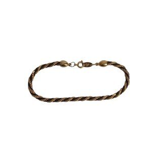 Trifari TM Black and Gold Tone Twisted Rope Chain Cord 7.5 Inch Fashion Bracelet